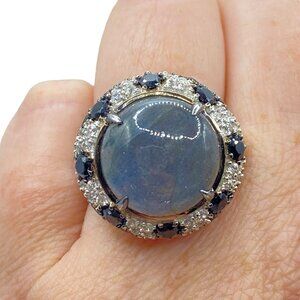 Rarities By Carol Brodie Sterling Silver Labradorite Dome Ring Size 10 Statement